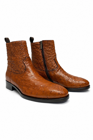 SX4798-S Ostrich Straight-Heel Zipper Boots (MZ3436)-Dellamoda