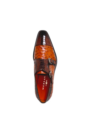 Mezlan SX4957-SP Ostrich / Lizard Double Monk-Strap