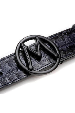 Mezlan SXB11491F Men's Crocodile Circle Icon Belt (MZB1204)-AmbrogioShoes