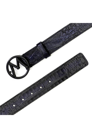 Mezlan SXB11491F Men's Crocodile Circle Icon Belt (MZB1204)-AmbrogioShoes