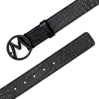 Mezlan SXB11491F Men's Crocodile Skin Circle Icon Belt (MZB1204)-AmbrogioShoes
