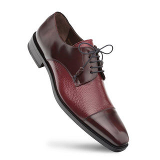 Mezlan Soka Men's Designer Shoes Burgundy Deer-Skin / Calf-Skin Leather Wingtip Oxfords 15089 (MZ3189)-AmbrogioShoes