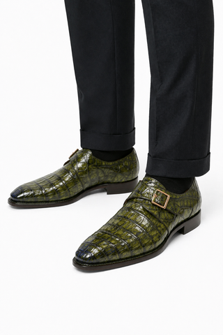 Mezlan for Ambrogio Exclusive Gigolo Crocodile Single Monk Strap (AMZ1017)-AmbrogioShoes