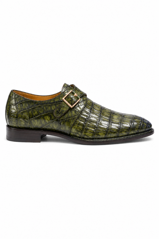 Mezlan for Ambrogio Exclusive Gigolo Crocodile Single Monk Strap (AMZ1017)-AmbrogioShoes