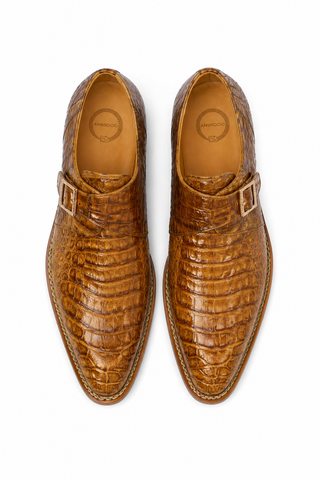 Mezlan for Exclusive Gigolo Crocodile Single Monk Strap (AMZ1017)-Dellamoda