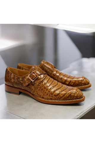 Mezlan for Exclusive Gigolo Crocodile Single Monk Strap (AMZ1017)-Dellamoda
