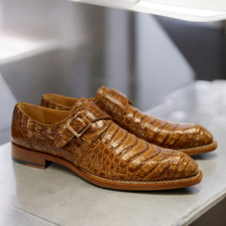 Mezlan for Ambrogio Exclusive Gigolo Exotic Crocodile Single Monk Strap (AMZ1017)-AmbrogioShoes