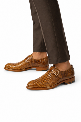 Mezlan for Ambrogio Exclusive Gigolo Exotic Crocodile Single Monk Strap (AMZ1017)-AmbrogioShoes