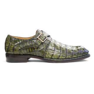 Mezlan for Ambrogio Exclusive Gigolo Men's Shoes Exotic Crocodile Single Monk Strap (AMZ1017)-AmbrogioShoes