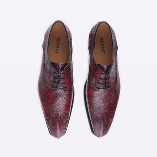 Mister 40082 Cervas Men's Shoes Burgundy Cashmere Flower Print / Calf-Skin Leather Derby Oxfords (MIS1055)-AmbrogioShoes