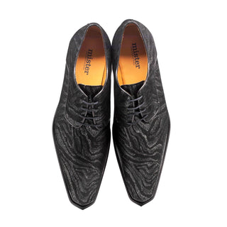 Mister Rubi 39125 Men's Shoes Black Zebra Print Leather Derby Oxfords (MIS1149)-AmbrogioShoes