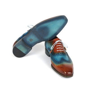 Paul Parkman 228-TRQ Men's Shoes Turquoise & Tobacco Wingtip Oxfords (PM6376)-AmbrogioShoes