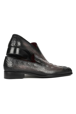 Paul Parkman 5576-GRY Gray Crocodile Print Slip-On Loafers (PM6385)