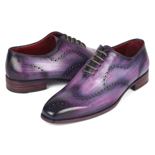 Paul Parkman 741-PUR Men's Shoes Purple Calf-Skin Leather Wingtip Wholecut Oxfords (PM6386)-AmbrogioShoes