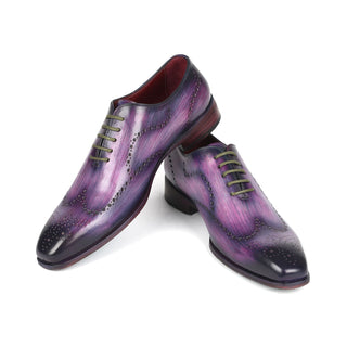 Paul Parkman 741-PUR Men's Shoes Purple Calf-Skin Leather Wingtip Wholecut Oxfords (PM6386)-AmbrogioShoes