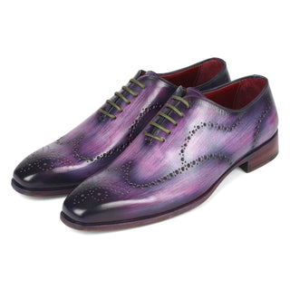 Paul Parkman 741-PUR Men's Shoes Purple Calf-Skin Leather Wingtip Wholecut Oxfords (PM6386)-AmbrogioShoes