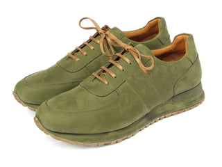 Paul Parkman LP207GRB Men's Shoes Green Nubuck Leather Sneakers (PM6430)-AmbrogioShoes