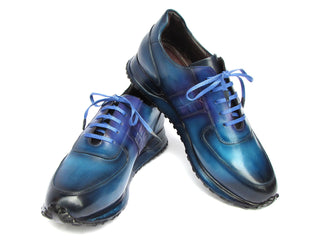 Paul Parkman LP207TQP Men's Shoes Turquoise & Purple Patina Leather Sneakers (PM6431)-AmbrogioShoes