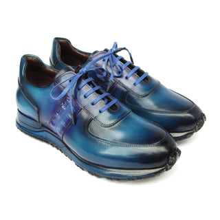 Paul Parkman LP207TQP Men's Shoes Turquoise & Purple Patina Leather Sneakers (PM6431)-AmbrogioShoes