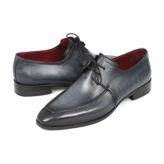 Paul Parkman Handmade Shoes Men's Handmade Shoes Apron Derby Gray Black Oxfords (PM5200)-AmbrogioShoes