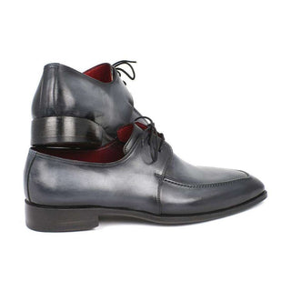 Paul Parkman Handmade Shoes Men's Handmade Shoes Apron Derby Gray Black Oxfords (PM5200)-AmbrogioShoes