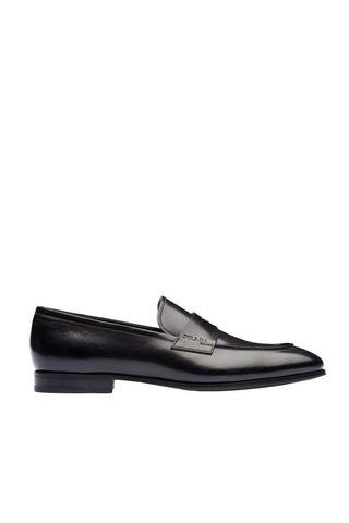 Prada 2DB185-248 Black Leather Penny Loafers (PRM1031)