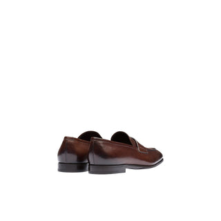 Prada 2DB185-248 Men's Shoes Brown Calf-Skin Leather Penny Loafers (PRM1032)-AmbrogioShoes