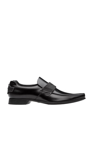 Prada 2DG094-B4L Black Leather Moccasin Loafers (PRM1006)-Dellamoda