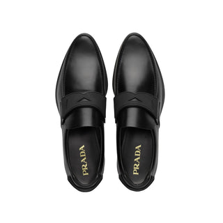 Prada 2DG094-B4L Men's Shoes Black Calf-Skin Leather Moccasin Loafers (PRM1006)-AmbrogioShoes