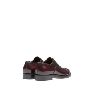 Prada 2EA130-055 Burgundy Calf-Skin Leather Oxfords (PRM1007)-AmbrogioShoes