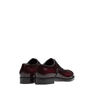 Prada 2EA135-055 Burgundy Brushed Calf-Skin Leather Oxfords (PRM1025)-AmbrogioShoes