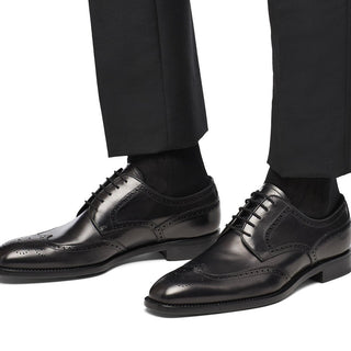 Prada 2EB109-3F33 Men's Shoes Black Calf-Skin Leather Derby Oxfords (PRM1026)-AmbrogioShoes