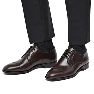 Prada 2EB184-ZJY Brown Polished Calf-Skin Leather Derby (PRM1010)-AmbrogioShoes