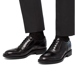 Prada 2EC134-ZJY Men's Shoes Black Polished Calf-Skin Leather Derby Oxfords (PRM1011)-AmbrogioShoes