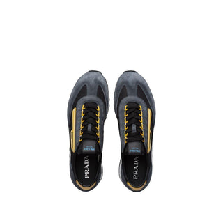 Prada 2EG276-3KUY Black & Yellow Cloudbust Technical Fabric / Suede Casual Sneakers (PRM1017)-AmbrogioShoes