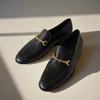 Roberto Cavalli 22505-A Black Calf-Skin Leather Horsebit Loafers (RC1005)-AmbrogioShoes