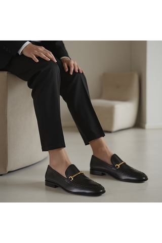 Roberto Cavalli 22505-A Black Calf-Skin Leather Horsebit Loafers (RC1005)-AmbrogioShoes