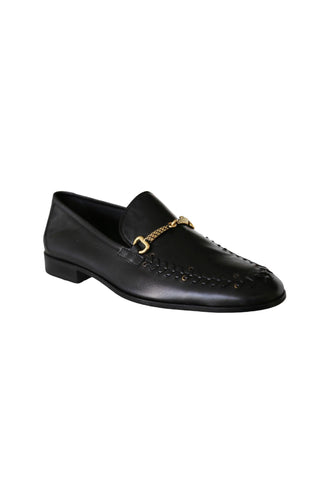 Roberto Cavalli 22505-A Black Leather Horsebit Loafers (RC1005)