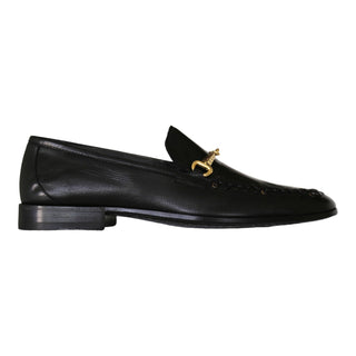 Roberto Cavalli 22505-A Men's Shoes Black Calf-Skin Leather Horsebit Loafers (RC1005)-AmbrogioShoes