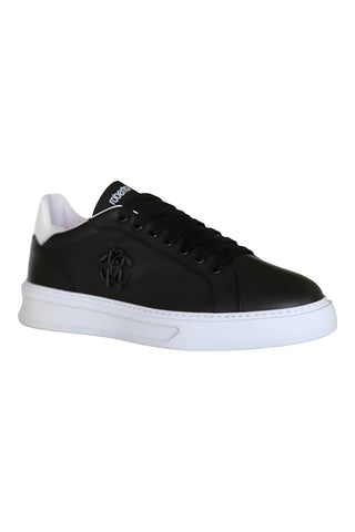Roberto Cavalli 22535 Black Calf-Skin Leather Casual Sneakers (RC1000)-AmbrogioShoes