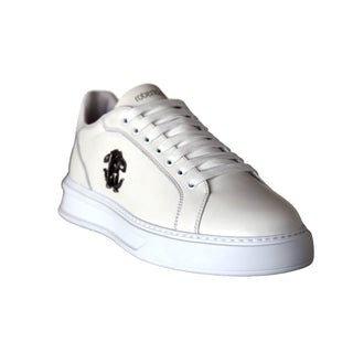 Roberto Cavalli 22535-C Men's Shoes White Calf-Skin Leather Casual Sneakers (RC1001)-AmbrogioShoes