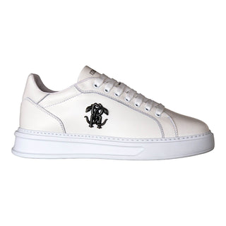 Roberto Cavalli 22535-C Men's Shoes White Calf-Skin Leather Casual Sneakers (RC1001)-AmbrogioShoes