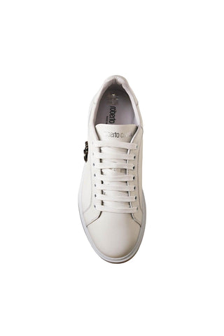 Roberto Cavalli 22535-C White Leather Casual Sneakers (RC1001)-Dellamoda