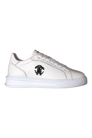 Roberto Cavalli 22535-C White Leather Casual Sneakers (RC1001)-Dellamoda