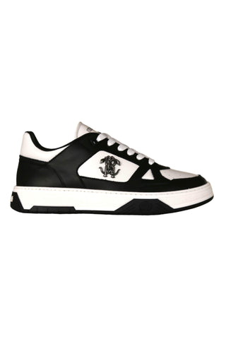 Roberto Cavalli 22536-B Black & White Leather Casual Sneakers (RC1004)-Dellamoda