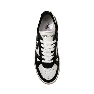 Roberto Cavalli 22536-B Men's Shoes Black & White Calf-Skin Leather Casual Sneakers (RC1004)-AmbrogioShoes