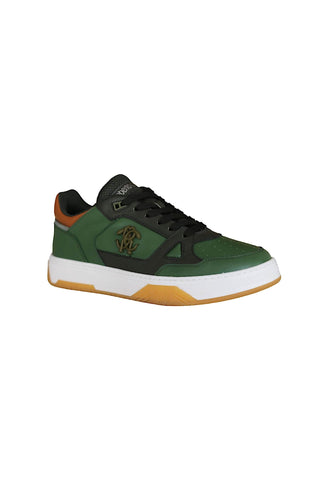 Roberto Cavalli 22537-B Militare Green Fabric / Calf-Skin Leather Casual Sneakers (RC1002)-AmbrogioShoes