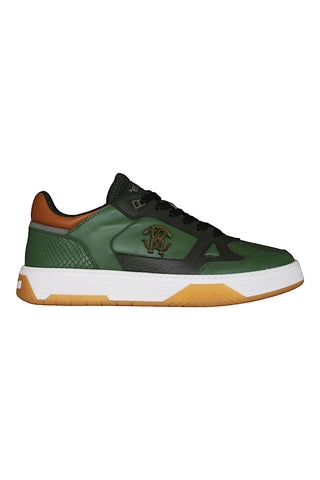 Roberto Cavalli 22537-B Militare Green Fabric / Leather Casual Sneakers (RC1002)-Dellamoda