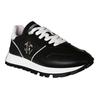 Roberto Cavalli 22541-A Men's Shoes Black Calf-Skin Leather Casual Sneakers (RC1003)-AmbrogioShoes