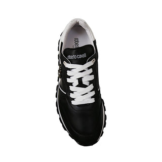 Roberto Cavalli 22541-A Men's Shoes Black Calf-Skin Leather Casual Sneakers (RC1003)-AmbrogioShoes